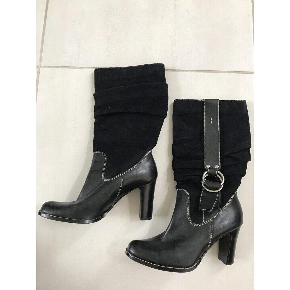 Nine West Bilmar Leather Suede Calf Boots Black
